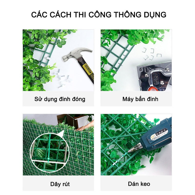 Chuẩn bị vật dụng thi công tường cỏ giả - Thiên Phát Decor