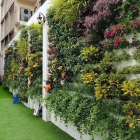 Tường cây xanh giả ngoài trời - Đơn vị thi công trang trí Thiên Phát