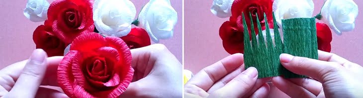 Cách làm hoa hồng ghép cánh bằng giấy nhún bền đẹp -b6